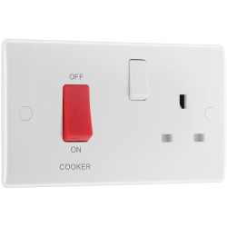 BG 871 White Nexus Moulded 45A Cooker Control Unit - Switched 13A Power Socket