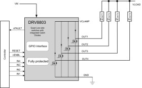 60V, 2.3A 4 channel low-side driver with PWM control and overcurrent protection