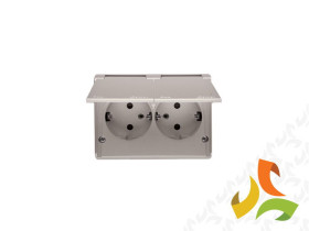 SIMON 54 Gniazdo podwójne z uziemieniem schuko natynkowe bryzgoszczelne IP44 z przesłonami torów prądowych wersja skandynawska z