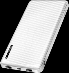 PA0328WRF Powerbank, LiPo, 10000 mAh, 2x USB-A, USB-C, weiß