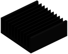 Extruded heatsink, (L x W x H) 100 x 100 x 40 mm, 2.15 to 1.2 K/W, black anodized, 10022722