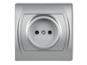 LOGO Gniazdo pojedyncze bez uziemienia (przesłony torów prądowych) srebrny metalik 7LGP-1p KARLIK