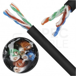 Kabel sieciowy U/UTP kat.5e skrętka 4x2x0,5mm zewnętrzny żelowany PE czarny SecurityNET