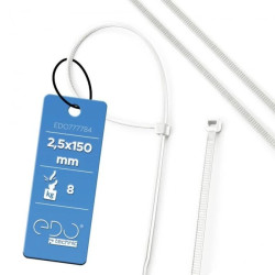 Opaska kablowa opaska zaciskowa bezhalogenowa 2,5x150 Biała Opk. 100 szt. EDO777784 EDO