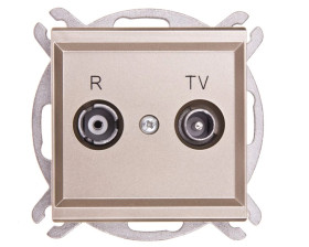 SONATA Gniazdo antenowe RTV zakończeniowe 10dB szampański złoty GPA-10RPZ/m/39