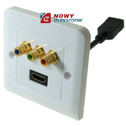 Gniazdo HDMI+3RCA podtynkowe z przewodem
