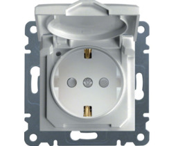 LUMINA Gniazdo pojedyncze z uziemieniem schuko z pokrywą i przesłoną styków białe WL1160 HAGER