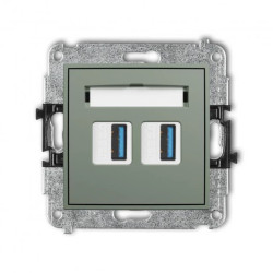 ICON Mechanizm gniazda podwójnego 2xUSB A-A 3.0 szałwiowy 61IGUSB-6