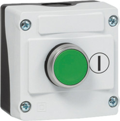 Surface mount housing, 1 pushbutton green, 1 Form A (N/O), groping, LBX10110