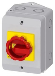 Rozłącznik główny/awaryjny w obudowie 3P 16A 7.5kW AC23A 400V styki pom 1Z 1R pokrętło żółto-czerwone 3LD2064-1GP53