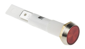 Lampka kontrolna do montażu panelowego 230V ac, czerwona 10mm Neonowy Chrom Końcówka lutownicza Arcolectric (Bulgin) Ltd