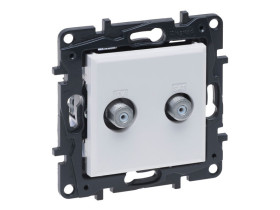 NILOE STEP Gniazdo telewizyjne podwójne 2xTV typu "F" końcowe do instalacji typu gwiazda 1,5 db kolor biały 863176 LEGRAND