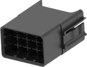 Plug housing, 12 pole, pitch 5.2 mm, straight, black, 1747364-1
