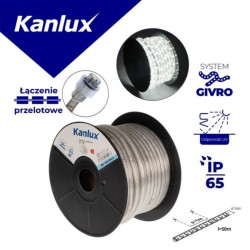 Wąż świetlny GIVRO LED 50M-CW 2W/M 120lm/m 6500K IP65 rolka 50mb Odporność UV zasilanie przelotowe 38580