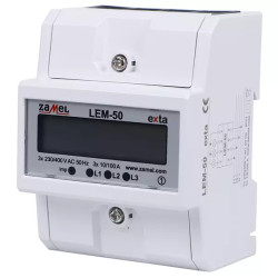 Licznik energii elektrycznej 3-fazowy LCD 100 A, 4-MOD LEM-50 EXTA