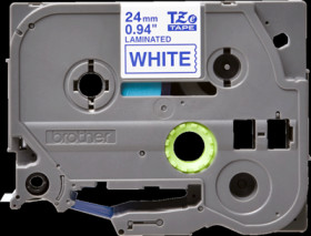 Labelling tape cartridge, 24 mm, tape white, font blue, 8 m, TZE-253