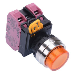 YW4L-A2E02Q3A Amber 12V illuminated 22mm Metal Bezel Maintained Push Button Switch 2NC IP65 IDEC