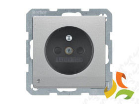 BERKER Q.1/Q.3/Q.7 Gniazdo pojedyncze z uziemieniem z przesłonami i podświetleniem orientacyjnym LED aluminium aksamit lakierowa