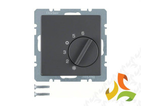 BERKER Q.1/Q.3/Q.7 Regulator temperatury pomieszczenia ze stykiem zmiennym i elementem centralnym antracyt aksamit lakierowany 2