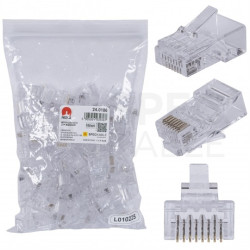 Wtyk modularny RJ45 8P8C kat.6 nieekranowany UTP uniwersalny drut linka NEKU opakowanie WORECZEK 100szt.