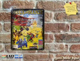 MEGA lo MANIA - Amiga Video Game Artwork on Rustic - Metal Sign