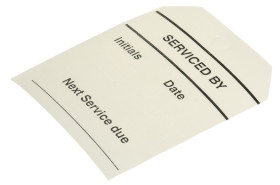 Etykieta z nadrukiem tekst Serviced By 50 szt. RS PRO Węzeł