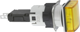 Signal light, 12-24 VAC/VDC, illuminable, waistband rectangular, yellow, front ring metal, mounting Ø 16 mm, XB6CV5BB