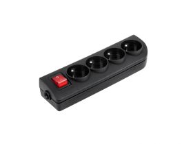 Gniazdo przedłużacza x 4 z uziemieniem i wyłącznikiem czarne GN-40W-2