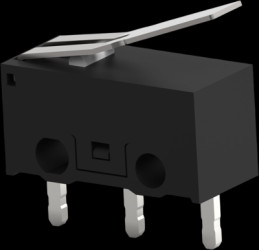 Miniature snap-action switche, PCB connection, bent lever, 0.25 N, 0.1 A/30 VDC, 2351447-1