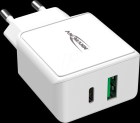 1001-0111 USB-C(-PD) charger, 18 W, 5 - 12 V, 3000 mA, 2 ports, white