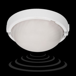 8080T/MAT-TRIO/MS/PL. oprawa oświetleniowa z mikrofalowym czujnikiem ruchu. 75W. E27. IP44. IK10. poliwęglan mleczny. dławice A2