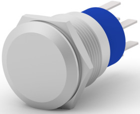 Vandal-proof pushbutton, 2 pole, silver, illuminated  (red/yellow), 3 A/250 VAC, mounting Ø 19.2 mm, IP67, 1-2317404-7