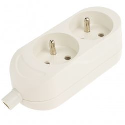 Listwa zasilająca na 2 gniazda [2P+Z] biała BASIC (na kabel)