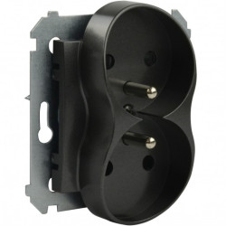 Gniazdo zasilające podwójne SIMON 54 antracyt 2x [2P+Z] 16A z przesłonami Kontakt Simon DGZ2MZ.01/48