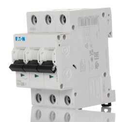 Wyłącznik nadprądowy MCB, Typ C, 3-biegunowy, 25A, 230 → 400V, 60V, na szynę DIN, Eaton FAZ6