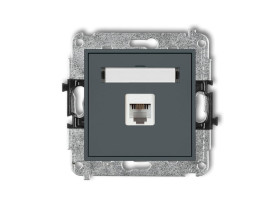 MINI Gniazdo telefoniczne 1xRJ11 4-stykowy beznarzędziowe grafitowy mat 28MGT-1 KARLIK