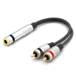 Adapter Jack Gniazdo 6,3 Stereo na 2x RCA Vitalco Przejściówka Jack 6.3 2 Wtyki Cinch