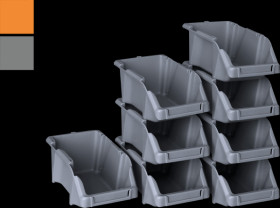 BX00001GY Stacking box set, 8-piece, grey, 16x9x7 cm