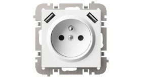 Vestra Gniazdo 2P+Z 2Xusb Zasilające Bez Ramki Podtynkowe Ip20 Biały 3888-10