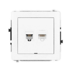 DECO Mechanizm gniazda telefon. pojedynczego 1xRJ11 + komputer. pojedynczego 1xRJ45, kat. 5e, 8-stykowy, bez pola opis. 25DGTKBO
