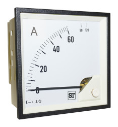 Amperomierz analogowy panelowy AC zakres 0 → 60A wysokość wycięcia: 92mm wartość 60A +55°C Sifam Tinsley