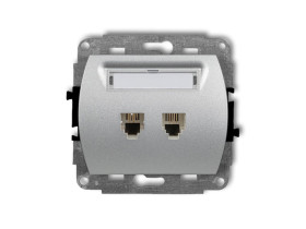 TREND Gniazdo telefoniczne podwójne 2xRJ11 4-stykowy srebrny metalik 7GT-2 KARLIK