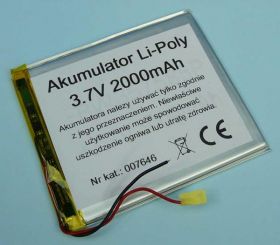 2000mAh 3,7V Li-PO 2-PIN 87x77x3,5mm