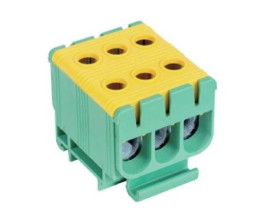 Blok rozdzielczy ‑ odgałęźny 3 ‑ polowy 2,5-50mm2 żółto-zielony montaż płaski FJ-E50/3/D 1000059
