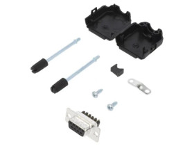 D-Sub żeńskie proste zacisk śrubowy na przewód 8mm -PIN 9 L17DPPK09-BK+L77DE09SST