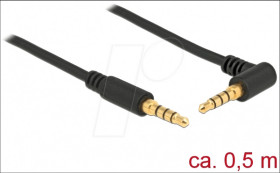 85607 Stereo Jack Cable 3.5 mm 4 pin male &gt; male angled 0.5 m
