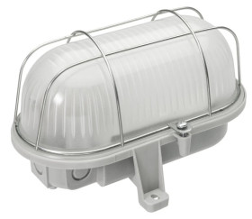 Oprawa kanałowa OVAL-7063T, E27, 75W, biała-polipropylen, klosz matowy-poliwęglan, IP44, IK10, siatka metalowa A1210-MP