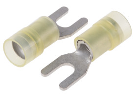 Konektor zaciskowy płaski Izolowane, M4.5 (#8), Żółty 10AWG 6mm² 12AWG 4mm² RS PRO