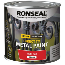Ronseal 39193 Direct to Metal Paint Chilli Red Gloss 250ml
