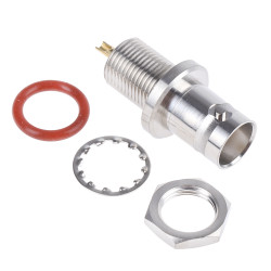 Złącze koncentryczne Montaż na panelu Żeński 50Ω typ złącza Złącze BNC 0 to 4GHz Lutowane